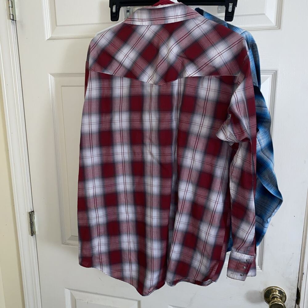 VTG 80s Plains Western Wear Pearl Snap Cowboy Shirt L Red Plaid - Picture 4 of 4